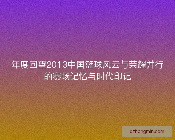 年度回望2013中国篮球风云与荣耀并行的赛场记忆与时代印记